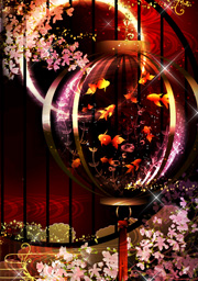 夜桜金魚籠l桜や和柄の幻想的なきせかえは和風 幻想キセカエ