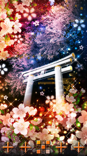 夜桜月灯華～白鳥居～ l桜や和柄の幻想的なきせかえは和風◇幻想